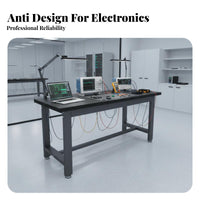 High Load-Bearing Capacity Anti-Static Workbench Adjustable Non-Slip Feet Heavy-Duty Work Table Stable Structure Heavy Duty Work Table Wear-Resistant for Laboratory Personnel, Technicians, Professionals, Industrial Settings, Garage, Home, Basement