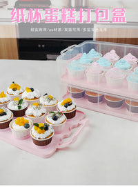 Plastic Multi-Layer Cupcake Carrier Box with Handle