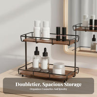 Wooden Makeup Rack with Drawer Space-Saving Cosmetics Organizer Large Capacity