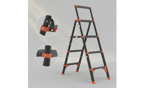 Anti-Wobble Foldable Ladder Compact Folding Ladder Freestanding Step Stool with Wide Steps Space-Saving for Homeowners, Seniors, Kitchen, Closet Organization, Home Storage