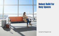 Waiting Chair for Public Spaces, Row Seating Bench, Airport Hospital Clinic, Metal Frame, Modern Design