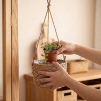Home Decoration Plant Pots for Indoor Plants, Handwoven Seagrass Woven Hanging Basket with Jute Rope, Indoor Plant Pot, Plant Basket Gift Idea