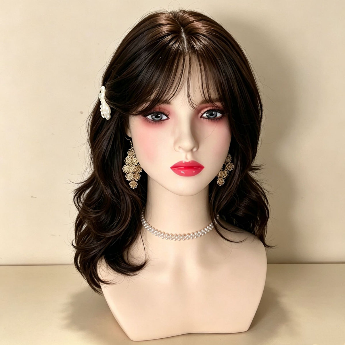 Simulation Makeup Mannequin Head Short Style 40cm with Hair Display