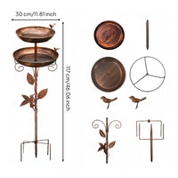 Double Tier Bird Bath Weatherproof Metal Garden Bird Bath Stake Detachable Bowls for Gardeners