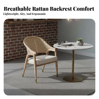 Woven Rear Armchair Retro & Design Cane Rear Armchair Handmade Weaving Brass-Tipped Legs for Business Owners, Adults