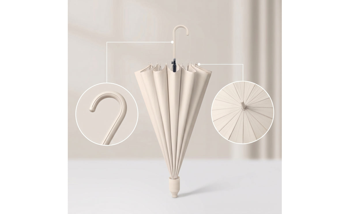 Water Repellent Umbrella with Large Canopy Sturdy Umbrella with Hook Handle Classic Elegant for Students, Travel