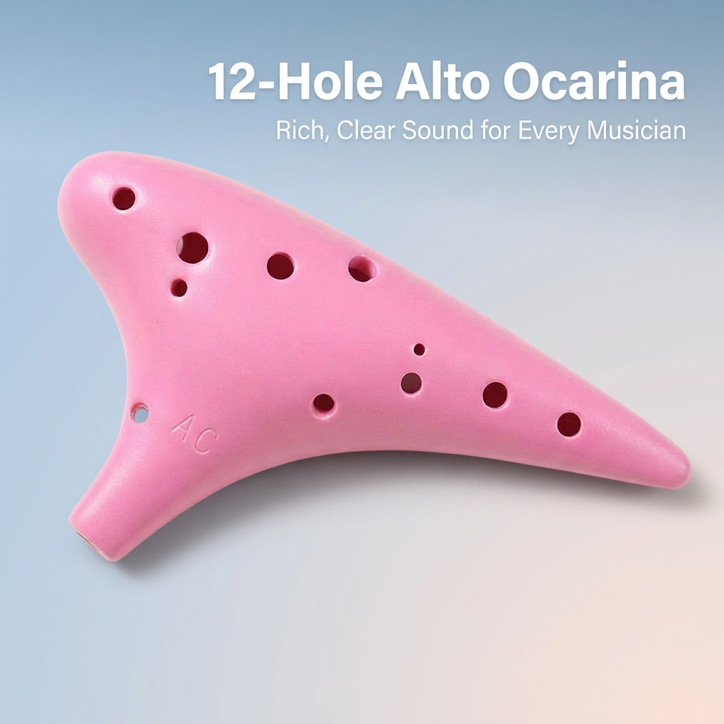 12 Hole Ocarina for Beginners, Alto C Resin Material Instrument with Carry Bag, Music Learning and Practice for Children Adults