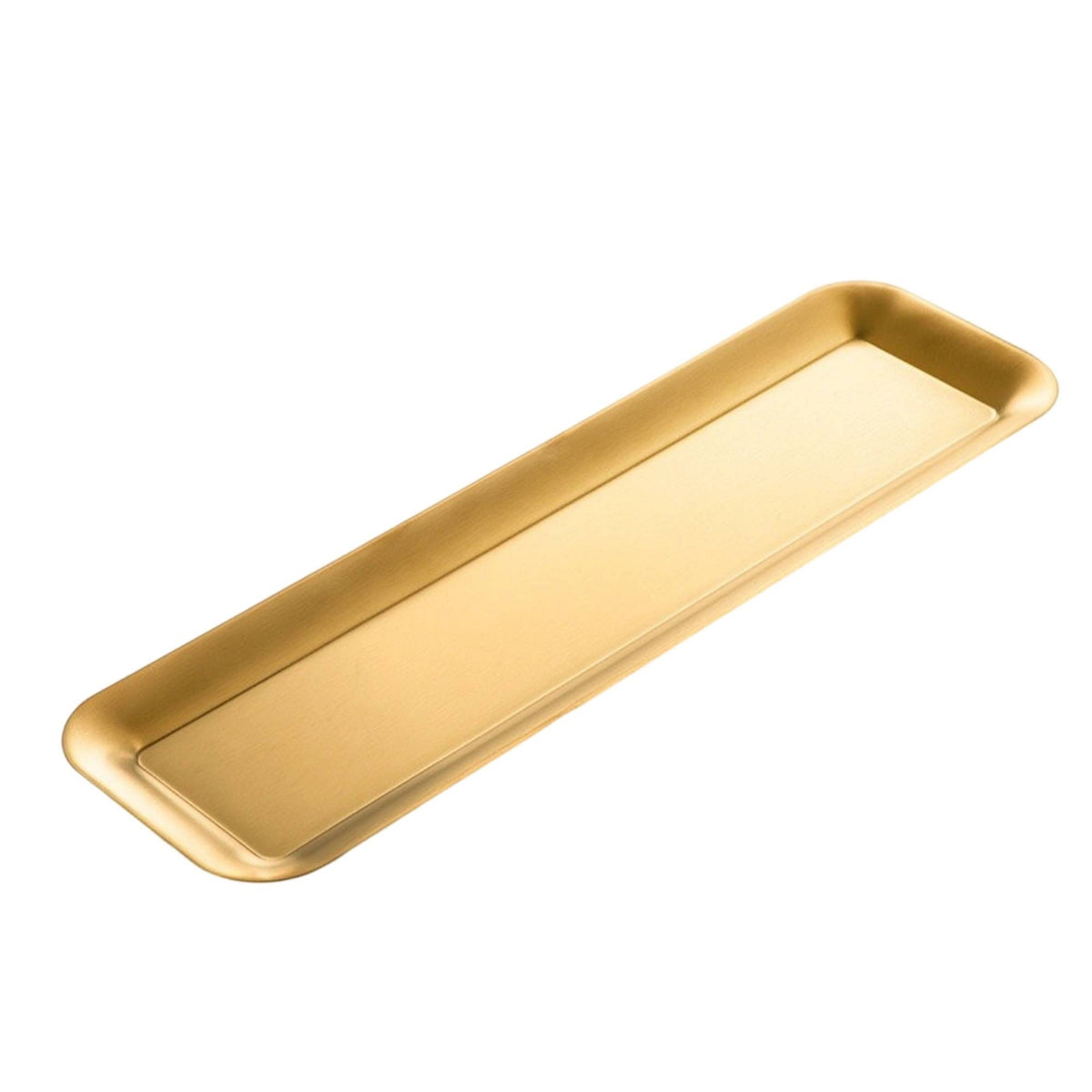Brushed Long Serving Plate Flat Bottom Stainless Steel Plate Rolled Rim Bandeja De Servir Con Borde Alto Lightweight for Restaurants, Home Entertaining
