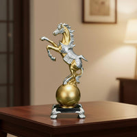 Horse Figurine on Globe Luxury Design Stallion Figurine Statement Piece