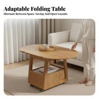 2-Tier Round Rolling Table Movable with casters Mobile Furniture for Small Spaces