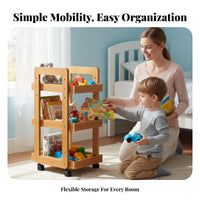 Foldable Multi-Tier Trolley Mobile with casters Household Storage for Students