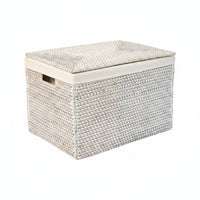 Lidded Clothes Hamper Wabi-Sabi Design Laundry Basket Handwoven for Living Room