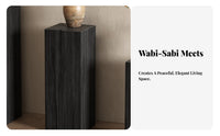 pure Wood Carbonized Square Log Block Wabi-Sabi Design Plant Stand Rustic Aesthetic Accent Table Multi-Functional for Home Decorators, Homeowners, Entryway, Living Room, Bedroom, Balcony