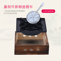 商用加厚日式铸铁锅四方酒精炉煮茶小火锅炉家用寿喜锅生铁锅包邮