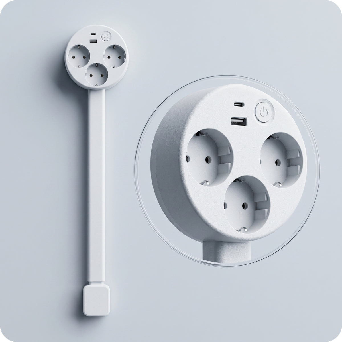 Adjustable Telescoping Outlet Extender Slim Rotating Outlet Extender Space-Saving Design for Sofa Side