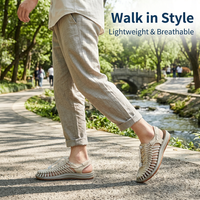 Plus Size Braided Sandals Women's Casual Daily Wear Fisherman Shoes, Solid Color Round Toe Ankle Strap, Microfiber Upper, Rubber Sole