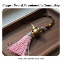 Colorful Tassels Car Rearview Mirror Ornament Versatile Use Brass Gourd Hanging Ornament Symbol of Prosperity for Women, Gift Givers