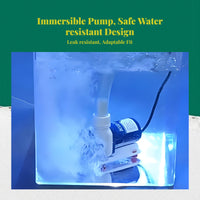Immersible water circulator, extremelyquiet circulation pump for aquatic habitats, mini filtration, fish tanks, ponds, water features, hydroponics.