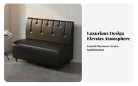 Stain-Resistant Retro Cafe Sofa Easy to Clean Industrial Bar Bench High-Density Foam Black Leatherette Booth Waterproof for Interior Designers, Business Owners, KTV Lounges, Milk Tea Shops, Restaurants, Cafes