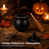 Halloween Decoration Set Dark Textured Finish Halloween Pot Straw Bristles