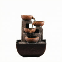 Chinese-Style Fountain Ornament Cascading Tiered Water Fountain Warm Lighting
