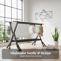 Foldable X-Shaped Frame Clothes Horse Folding Design Drying Stand Indoor Outdoor Use Garment Dryer for Apartment Dwellers, Homemakers, Balcony, Yard