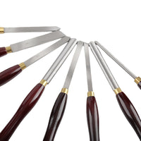8-Piece Red Handle Wood Turning Chisel Set with Wooden Box