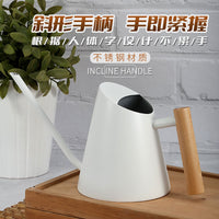 亚马逊不锈钢锥形木柄浇水壶园艺洒水壶一个起批绿植浇花水壶家用