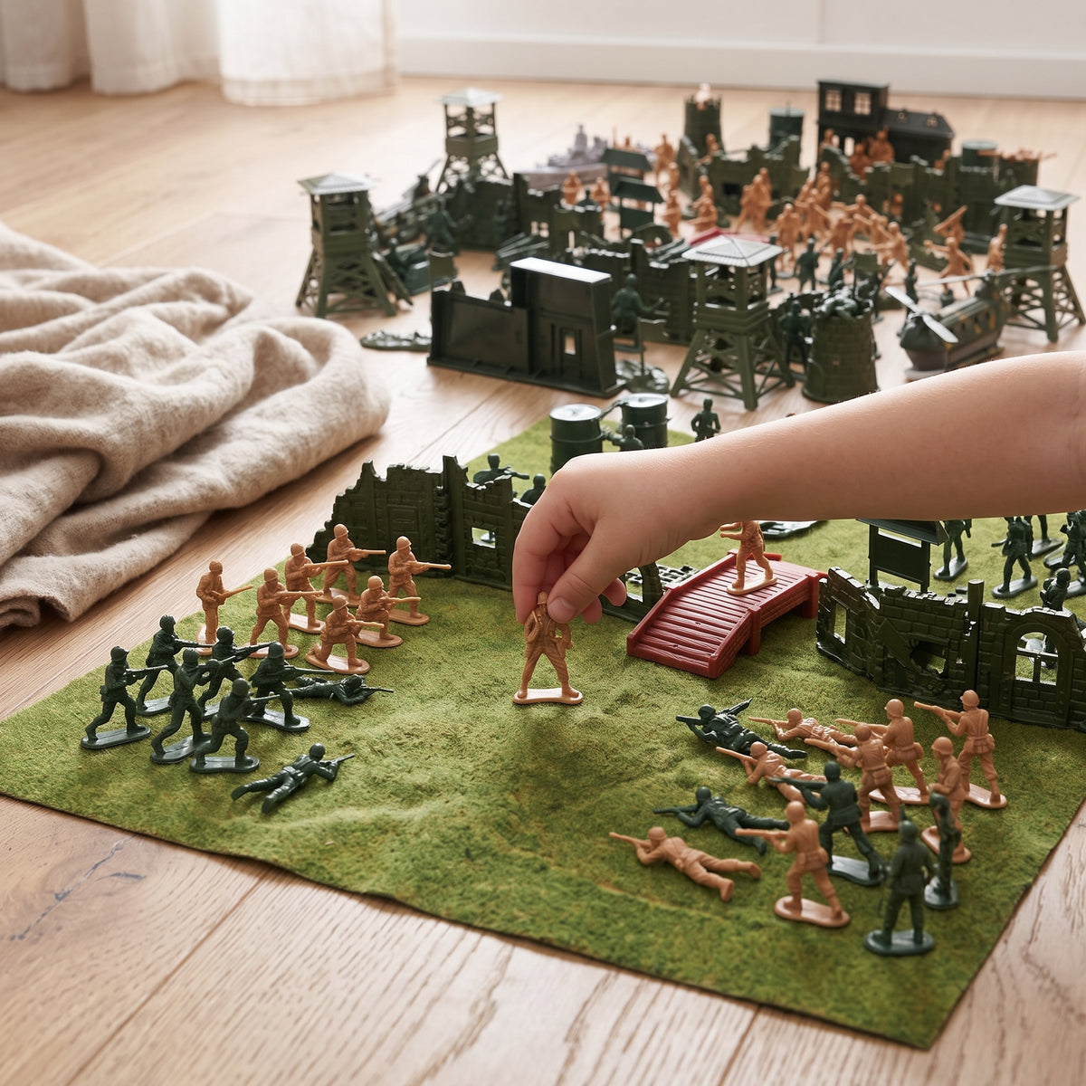 WWII Military Soldier Figures Playset with Aircraft and Battlefield Accessories for Kids