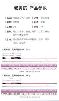 KAWA路亚竿粉色马口竿泛用竿富士直柄套装超轻超软马口白条钓竿