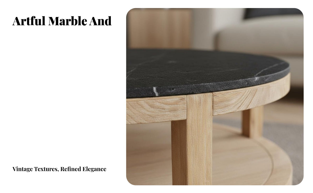 Wabi-Sabi Aesthetic Round Pedestal Table Vintage Inspired Household Furniture Natural Texture timeless Design for Interior Designers, Homeowners, Adults, Living Room, Lounge Area, Bedroom