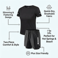 Swimsuits for Women with Modest Short Sleeve Design for Water Sports, Flattering Tankini for Older Ladies in Plus Sizes