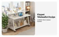 Rolling Vanity with hinged Mirror Space-Saving Dressing Table Modern design