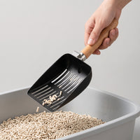 Metal Cat Litter Scoop with Wooden Handle Rust-Proof Cat Litter Scoop Heavy Duty Long-Lasting