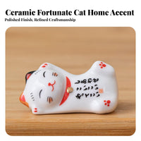 Fortunate Cat Chopstick Holder Multi-Functional Ceramic Cat Chopstick Rest Maneki-Neko Utensil Rest Cute Design Easy to Clean