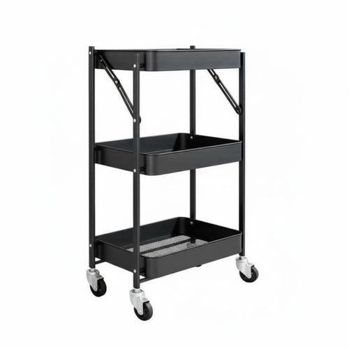 3-Tier Rolling Cart Easy Assembly 3 Tier Storage Rack Heavy Duty for Living Room