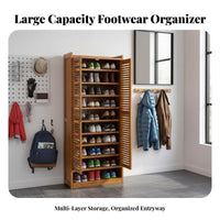 Multi-Tier Shoe Storage Cabinet Space-Saving Bamboo Footwear Storage Unit Large Capacity for Apartment Dwellers, Homeowners, Hallway, Bedroom
