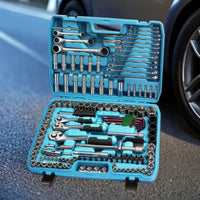 Organized Automotive Tool Set Compact Socket Set with Ratchet Portable Tools Metric for Car Owners, Mechanics, DIYers, Garage, Roadside Emergency, Workshop