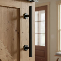 Round Tube Handle Heavy Duty Sliding Barn Door Handle Black Finish for Bathroom