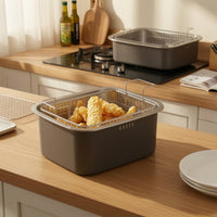 2 Pieces Kitchen Basin with Drain Basket Rectangular Stainless Steel Drain Basket Versatile for Camping