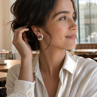New European & American Dried Flower Resin Stud Earrings for Women, Fashionable Everyday Retro Jewelry