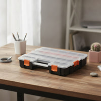 Tool Box with Transparent Lid Compartmented for DIYers