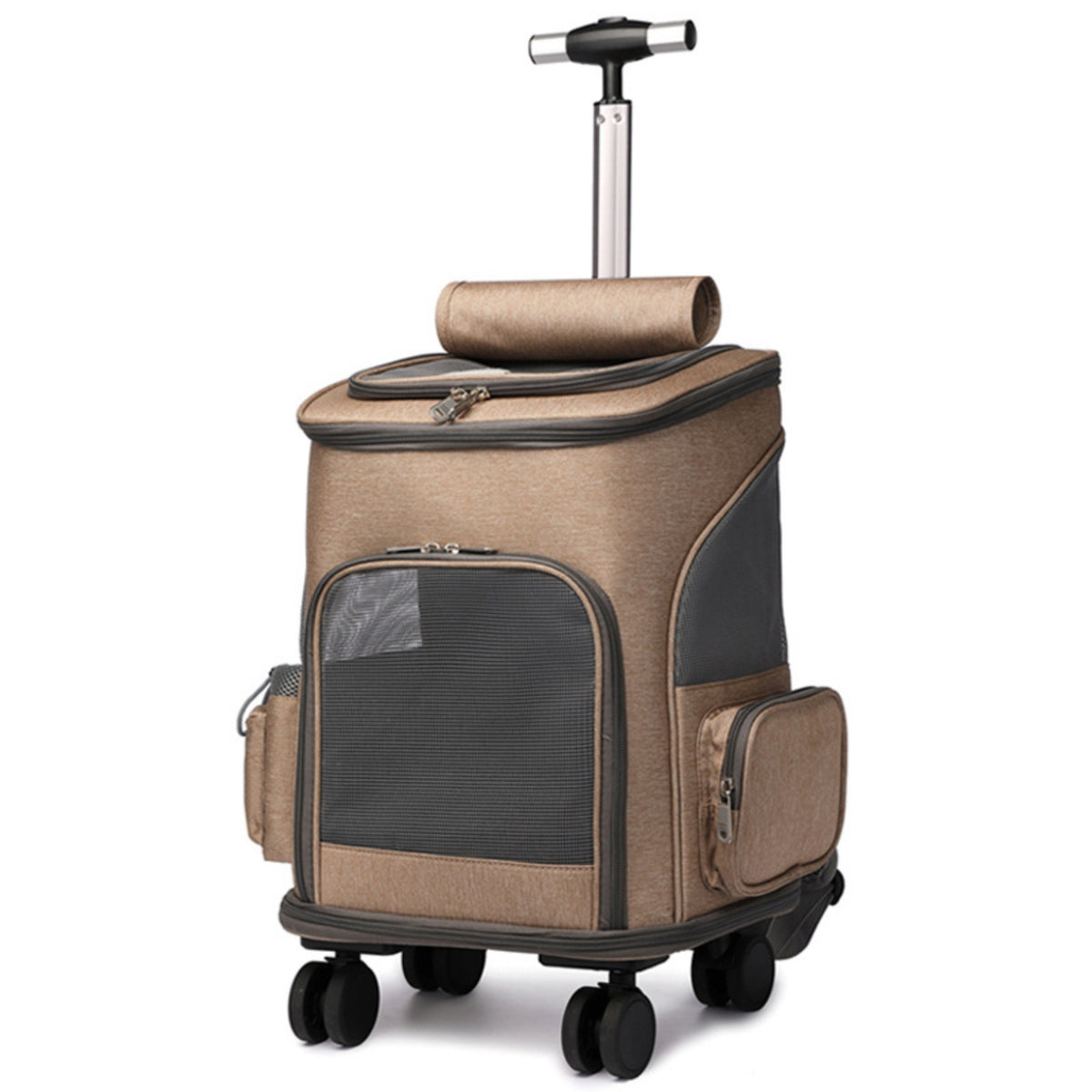 Wheeled Pet Backpack Carrier Ventilated Rolling Pet Carrier Breathable Handsunrestricted for Dog Owners, Travel, Vet Visits, Commuting