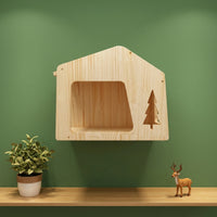 Climbing Shelves with Perch Stairs and Nest, Solid Wood Wall-Mounted Climbing Shelf for Indoor Cats, Double Layer Shelves Indoor to Play and Rest