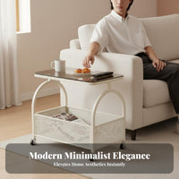 2-Tier Rolling Organizer with casters Side Table Easy to Assemble for Living Room