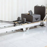 Aluminum Alloy Foldable Pilates Reformer Bed Padded Pilates Reformer Bed Resistance Ropes Pulley System