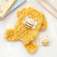 Bee Costume Dog Four-Leg Clothing with Flaps and Antennae, Thickened Polyester Dog Bee Suit, Winter Warm Apparel for Small and Medium Pets