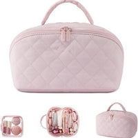 Large Capacity Handbag Cosmetic Bag with Brush Holder, Travel Toiletry Bag