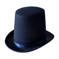 Black Top Hat for Magician, 20cm, Lincoln Style, French High Hat, Retro British Gentleman Jazz Hat
