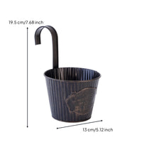 Hanging Planter Pot Distressed Metal Hanging Pot Ribbed for Fence, Gardeners